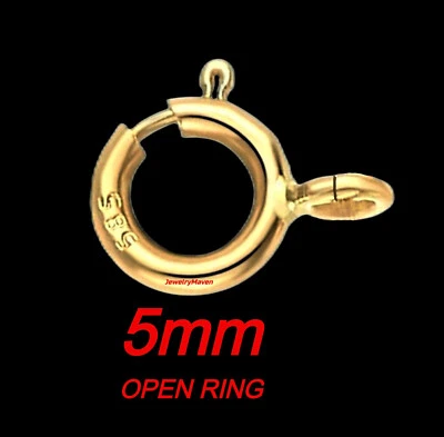 5mm STANDARD WEIGHT 14k Solid Yellow Gold Spring Ring Clasp OPEN Jump Italy - Image 1 of 4