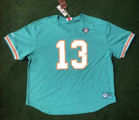 Size  3XLB Men 56 Mitchell & Ness Throwback Miami Dolphins NFL Jersey #13 Marino Cover