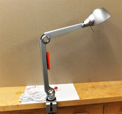 COPELAND COMPACT DESK LAMP BY KNOLL- SILVER, CLAMP STYLE BASE,NEW, SEE DESCRIPT - Image 1 of 4