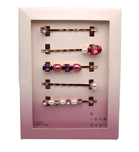 * A New Day Brand * - Crystal Bobby Pin Set Pinkly Purple ( 5 Pack ) Bling Bling