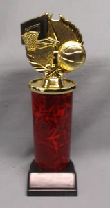 theme BASKETBALL trophy oval red column weighted base award - Picture 1 of 1