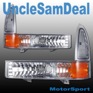 FORD F250 F350 SUPERDUTY EXCURSION CLEAR LENS CHROME CORNER SIGNAL LIGHTS PAIR - Picture 1 of 2