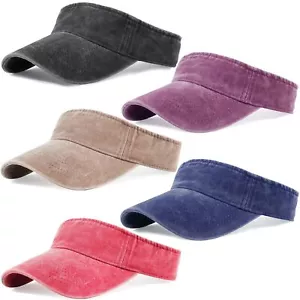 Washed Distressed Sun Visors for Women Men Plain Sports Sun Hat Outdoor Beach... - Picture 1 of 8