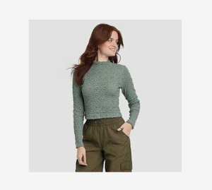 Long Sleeve Slim Fit Mock Turtleneck T-Shirt - A New Day Teal SIZE XS B-21 - Picture 1 of 1