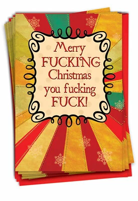 12 divertidas tarjetas de Navidad con sobres (1 diseño, 12 cada una) - Feliz Navidad Effin Foto 1 de 4