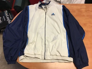 Rare Adidas Men's Windbreaker XL White with Blue Sleeves - Picture 1 of 9