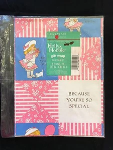 De colección 1989 American Greetings Holly Hobbie Rosa y Azul Floral Regalo Envoltura De Reedición - Imagen 1 de 2
