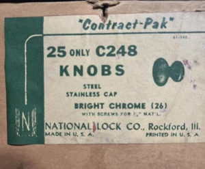 Paquete de 5) National Lock Co. C248 Tirador de gabinete 1” de diámetro, SS, acero vintage de los años 1070 EE. UU. - Imagen 1 de 7