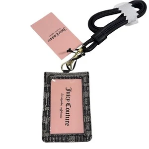 Juicy Couture Logo "Schwarz Gothic Status" Ausweishalter Schlüsselband Neu mit Etikett - Bild 1 von 8
