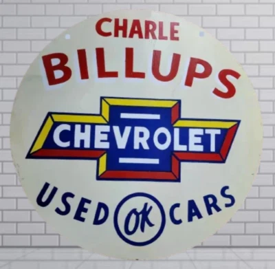 Chevrolet used OK Cars  Rare Porcelain Enamal Heavy Metal 30 inches Double Side - Image 1 of 2