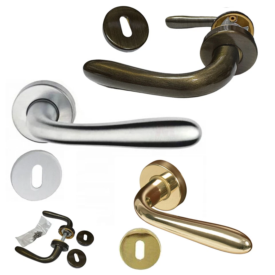 Maniglie per porte interne con rosetta Maniglia porta interna Oro Bronzo Silver - Immagine 1 di 1