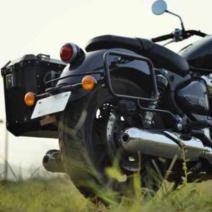 BLACK PREMIUM LONG HAUL PANNIERS & RAILS FIT FOR ROYAL ENFIELD SUPER METEOR 650 - Picture 1 of 2