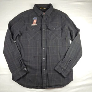 Harley Davidson Shirt Mens Med. Black Plaid Heavy Flannel Embroidered Eagle JAX - Picture 1 of 9
