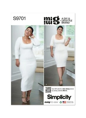 SIMPLICITY 9701 MISSES KNIT DRESSES Sizes 8-16 & 18-26 Skill: VERY EASY - Image 1 of 4