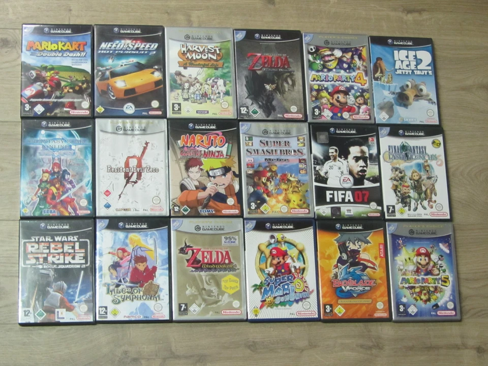 GameCube Spiele Mario Kart Sunshine Party, Tetris, Smash Bros. Zelda, Pikmin - Bild 1 von 1