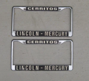 Vtg 50's-60's Cerritos Lincoln Mercury Dealer License Plate Frames Los Angeles - Picture 1 of 10