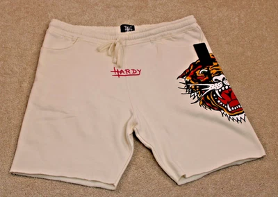 Pantalones Cortos Ed Hardy Medianos Marfil Nuevos con Etiquetas Roaring Tiger Sweat con Ed Rosa Resistente en la Espalda XL Foto 1 de 4