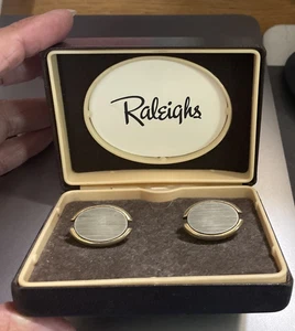 Vintage Pair Of Raleighs Cuff Links Set Gold & Silver Tone For Tuxedo Or Shirt - Picture 1 of 11
