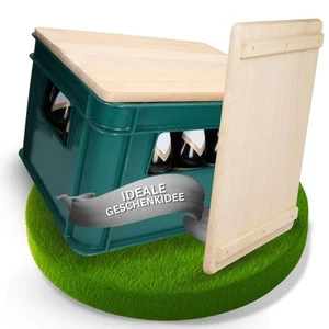 Bierkastensitz "Woody" Sitzauflage aus Holz 2in1 mobiler Outdoor Hocker & Tisch - Bild 1 von 6