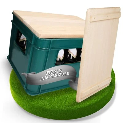 ELASTO PROMOTION FOR LIFE Bierkastensitz "Woody" Sitzauflage aus Holz 2in1 mobiler Outdoor Hocker & Tisch