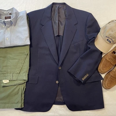 Abrigo deportivo Oxxford Clothes para hombre 46S azul marino blazer de lana saco de lúpulo 2 botones Foto 1 de 4