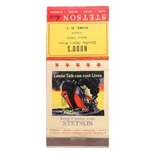 Cappello Stetson Rudd's Rome NY 1860 Vintage Pubblicità Matchbook - Foto 1 di 3
