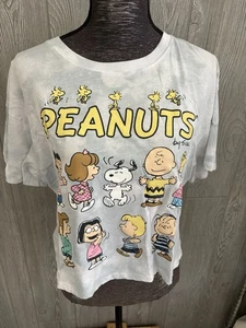 Peanuts Damen T-Shirt Größe XL weiß grün Batik Cropped - Bild 1 von 7