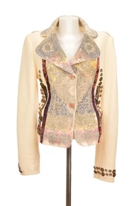 Chaqueta Blazer Save the Queen Vintage Diseñador Lana Marfil Hecha en Italia Talla L - Imagen 1 de 10