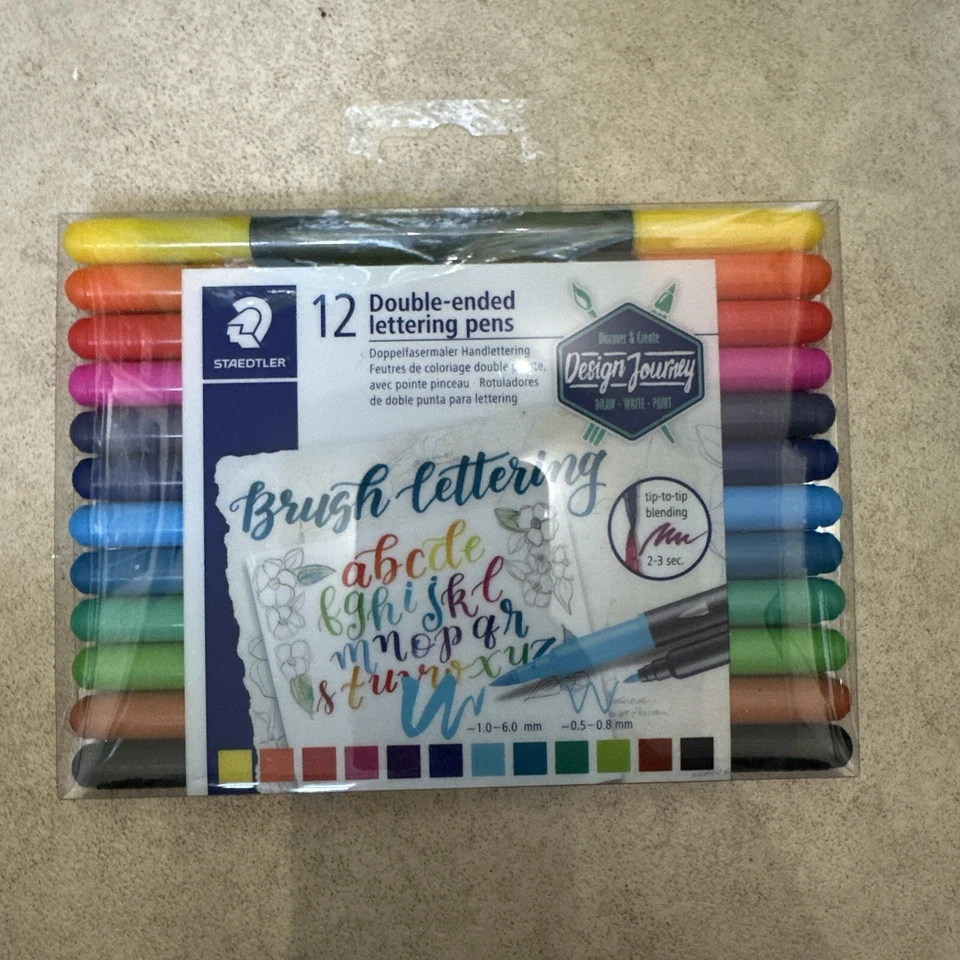 12 bolígrafos para letras Staedtler de doble extremo punta de fibra mano punta fina y ancha Foto 1 de 1