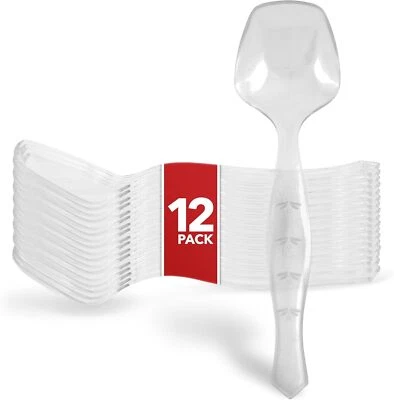 12 cucharas desechables para servir, cucharas de plástico transparente para  Foto 1 de 4