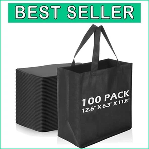 Portable and Foldable 100-Pcs Non-Woven Tote Bags - Ultimate Shopping Solution - Picture 1 of 9