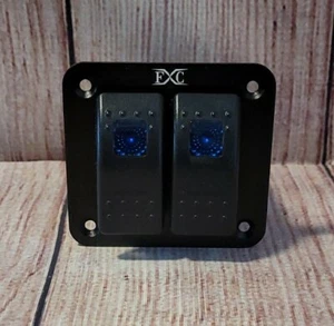 FXC Rocker Switch Aluminum Panel 2 Gang Toggle Switches Dash 5 Pin ON/Off 2 - Picture 1 of 3