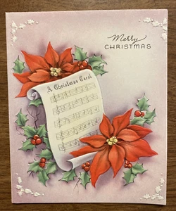Tarjeta de Feliz Navidad vintage de los años 40 con sobre un cuento de Navidad Poinsettias P2B - Imagen 1 de 19
