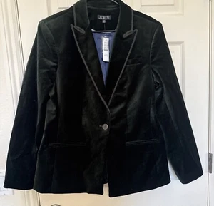 NWT J Crew Alexandra blazer in velvet, Size 12T, Forest Dusk - Picture 1 of 3