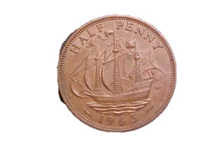 1963 GREAT BRITAIN ELIZABETH II 1/2 PENNY KM# 896 - HIGH GRADE CIRC!-c1598xux - Picture 1 of 2