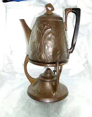 WMF Straussenmarke Kaffeekanne auf Rechaud reiner Jugendstil um 1890- 1900 - Bild 1 von 4