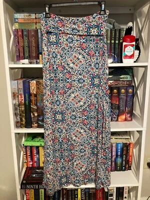 Maxi Falda Para Mujer Loveappella Azul Rojo Amarillo Blanco Geométrica Elastizada Pequeña S Foto 1 de 4