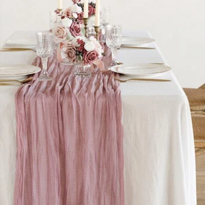 Table Runner Semi-Sheer Gauze Pleated Table Runner Cake Decor Party Christmas $ - Picture 1 of 19