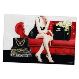 Fashionable Lady Art,Frameless Tempered Glass Panel,Fashion Wall The Lady - Picture 1 of 8