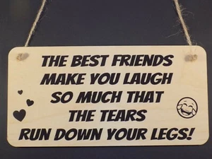 " Best Friends - Tears Down Legs" Friendship Plaque Sign Funny Wooden Love Gift - Picture 1 of 2