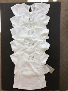 NUEVAS CON ETIQUETAS HONEST BABY Niñas (6-9M) Algodón Orgánico Elegantes Camisetas Mangas S (5-Piezas) Blancas - Imagen 1 de 7
