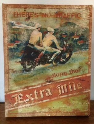 No Traffic Along Extra Mile Print Motorcycle Couple Picture Art Harley Vintage - Image 1 of 4