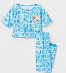 JoJo Siwa Girl’s XS 4/5 Pajama Set Blue 2 Piece Short Sleeve Crop Top Pants New - Picture 1 of 3