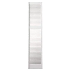 Ply Gem Open Louvered (67" x 15") Straight Top Polypropylene Shutters Pair White - Picture 1 of 2