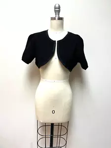 Maglione cardigan MAX MARA nero cotone lavorato a maglia maniche corte anteriore aperto - Foto 1 di 5