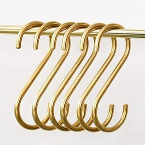 YANGQIHOME 6 Pieces, Brass S Shaped Hooks, Gold Coat Clothes Towel Hangers, Kitc - Picture 1 of 7