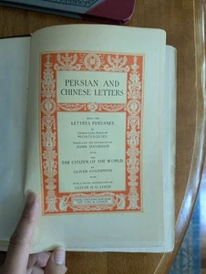 Baron Montesquieu Universal Classics Chinese Persian Letters 1901 Antique Book - Picture 1 of 12