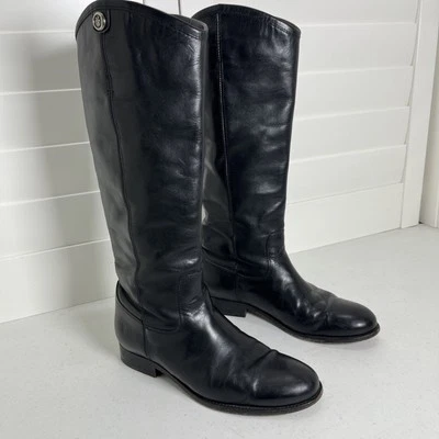 Frye 高筒骑行靴女式 7.5 Melissa 纽扣 2 黑色皮革 3475447 — 第 1/4 张图片