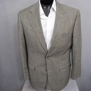 Roundtree Yorke Mens Sport Coat 42L Beige Windowpane Check Houndstooth - Picture 1 of 13