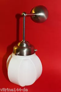 BAUHAUS WANDLEUCHTE WANDLAMPE Design 20er Jahre Messing vernickelt Opalglas matt - Bild 1 von 8